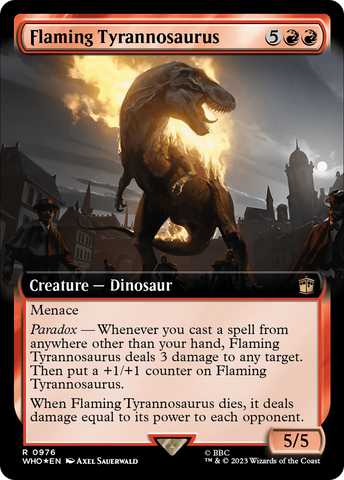 Flaming Tyrannosaurus (Extended Art) (Surge Foil) [Doctor Who]