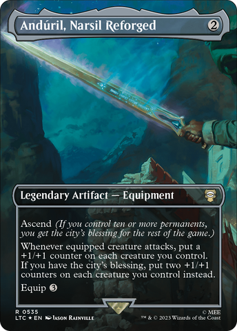 Anduril, Narsil Reforged (Borderless) (Surge Foil) [The Lord of the Rings: Tales of Middle-Earth Commander]