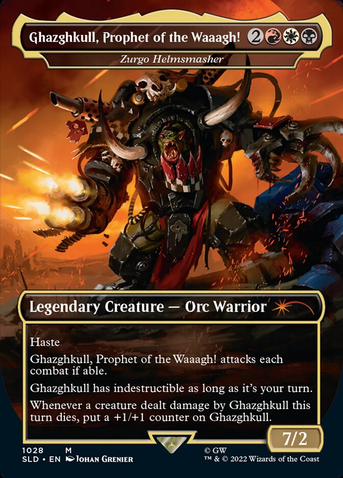 Ghazghkull, Prophet of the Waaagh! - Zurgo Helmsmasher (Borderless) [Secret Lair Drop Series]